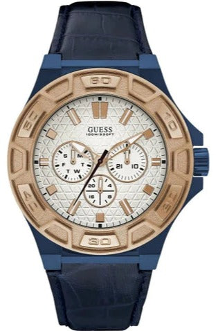 Guess Force Multi Function White Dial Blue Leather Strap Watch For Men - W0674G7 Buy Now By Guess