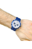 Guess Caliber Chronograph White Dial Blue Rubber Strap Watch for Men - W0864G6 Buy Now By Guess