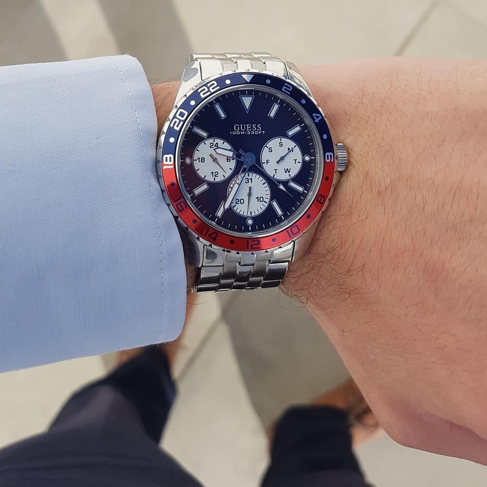 Guess Odyssey Multifunction Blue Dial Silver Steel Strap Watch For Men - W1107G2 Buy Now By Guess