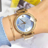 Guess Park Avenue Blue Dial Gold Steel Strap Watch For Women - W0695L2 Buy Now By Guess