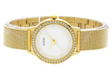 Guess Chelsea Crystals Mother of Pearl White Dial Gold Mesh Bracelet Watch For Women - W0647L7 Buy Now By Guess