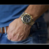 Guess Commander Chronograph Black Dial Two Tone Steel Strap Watch for Men - GW0056G4 Buy Now By Guess