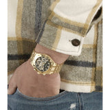 Guess Continental Black Dial Gold Steel Strap Watch for Men - GW0260G2 Buy Now By Guess