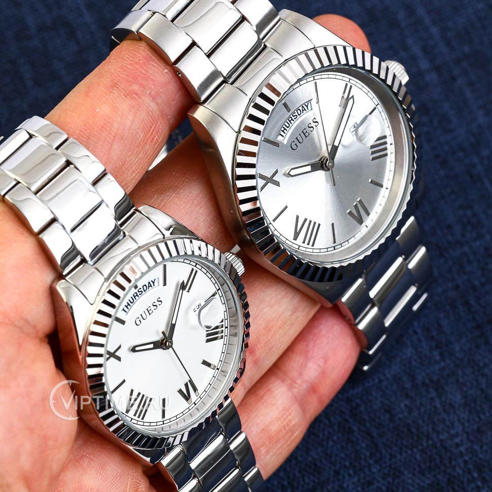 Guess Connoisseur Silver Dial Silver Steel Strap Watch for Men - GW0265G6 Buy Now By Guess