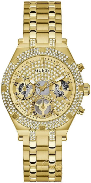 Guess Heiress Multifunction Diamonds Gold Dial Gold Steel Strap Watch for Women - GW0440L2 Buy Now By Guess