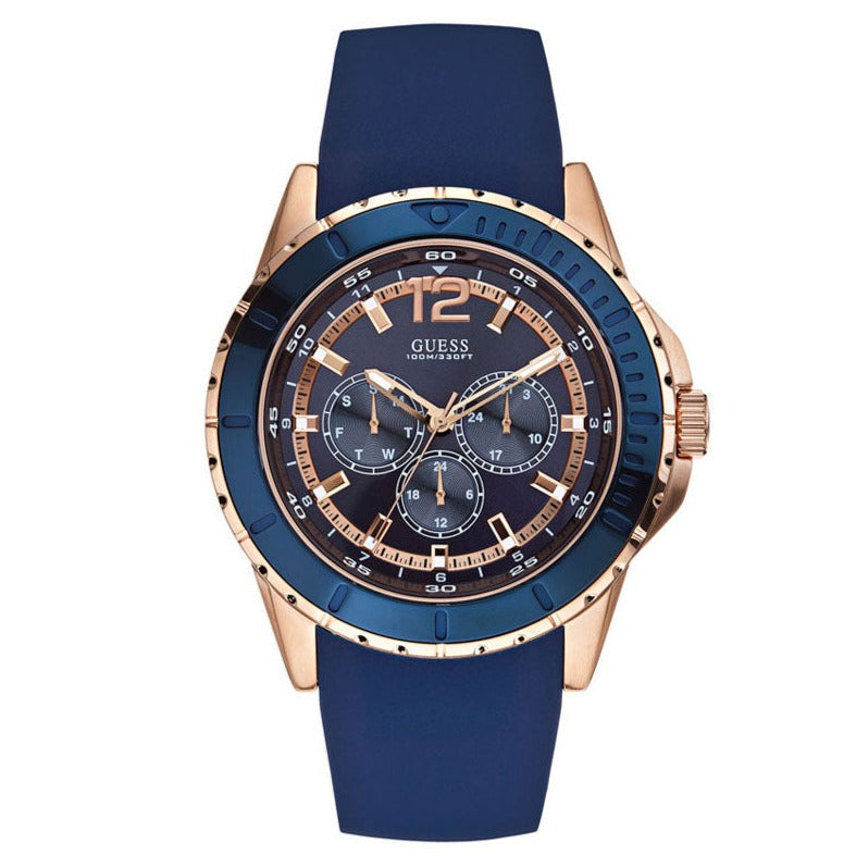Guess Maverick Blue Dial Blue Rubber Strap Watch for Men - W0485G1 Buy Now By Guess