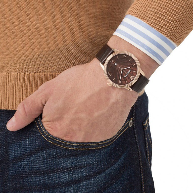 Emporio Armani Classic Quartz Brown Dial Brown Leather Strap Watch For Men - AR1613 Buy Now By Emporio Armani