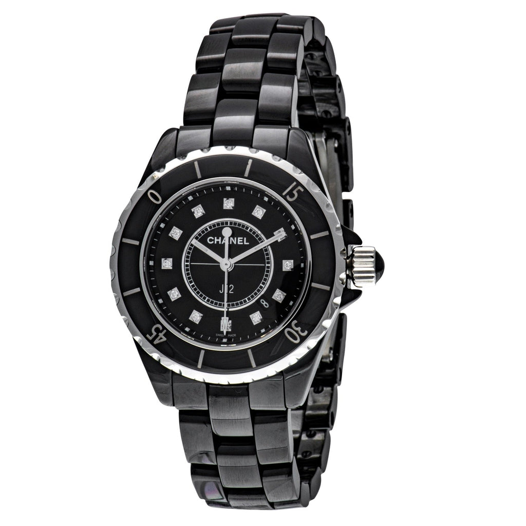 Chanel J12 Quartz Diamonds Black Dial Black Steel Strap Watch for Women - J12 H1625 Buy Now By Chanel