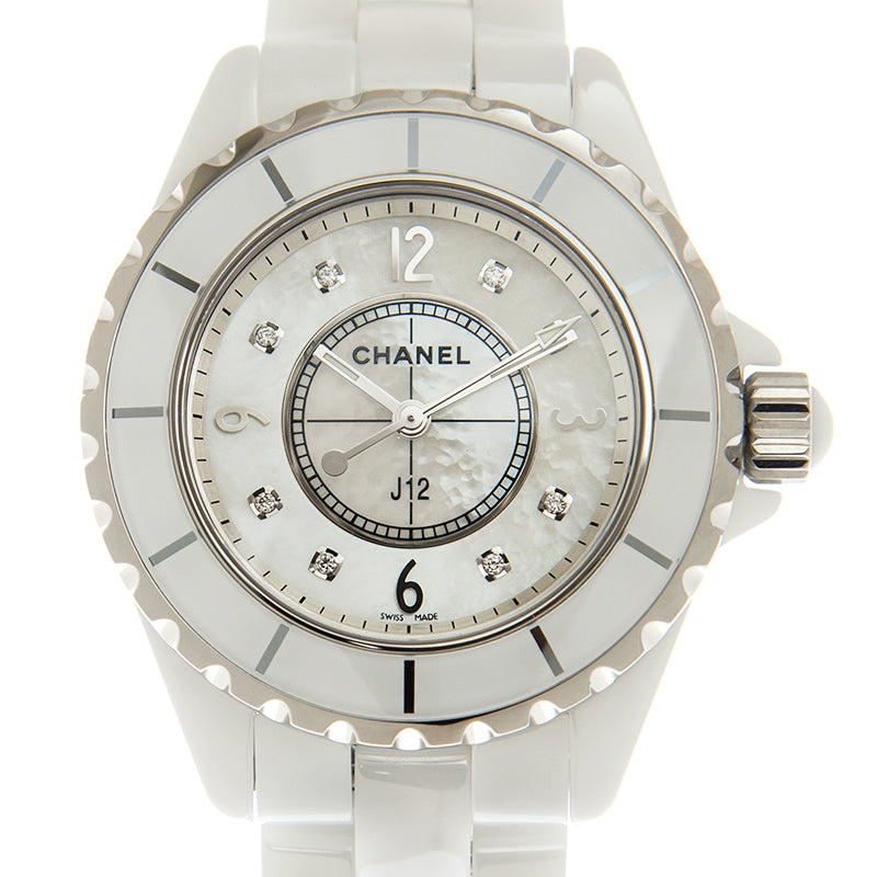 Chanel J12 Diamonds Quartz Ceramic White Dial White Steel Strap Watch for Women - J12 H2422 Buy Now By Chanel