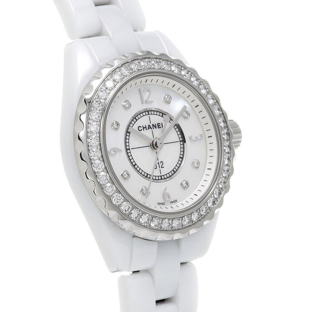 Chanel J12 Diamonds Quartz White Dial White Steel Strap Watch for Women - J12 H2572 Buy Now By Chanel