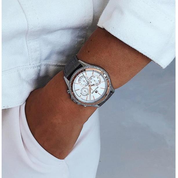 Tommy Hilfiger Ari Diamonds White Dial Grey Leather Strap Watch for Women - 1781980 Buy Now By Tommy Hilfiger