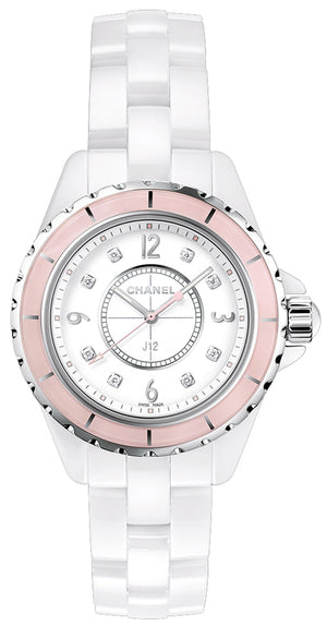 Chanel J12 Quartz Diamonds Ceramic White Dial White Steel Strap Watch for Women - J12 H4466 Buy Now By Chanel