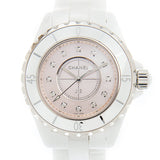 Chanel J12 Quartz Diamonds Pink Dial White Steel Strap Watch for Women - J12 H5513 Buy Now By Chanel