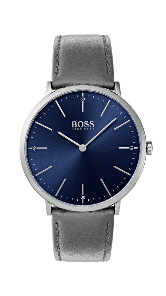 Hugo Boss Horizon Blue Dial Grey Leather Strap Watch for Men - 1513539 Buy Now By Hugo Boss