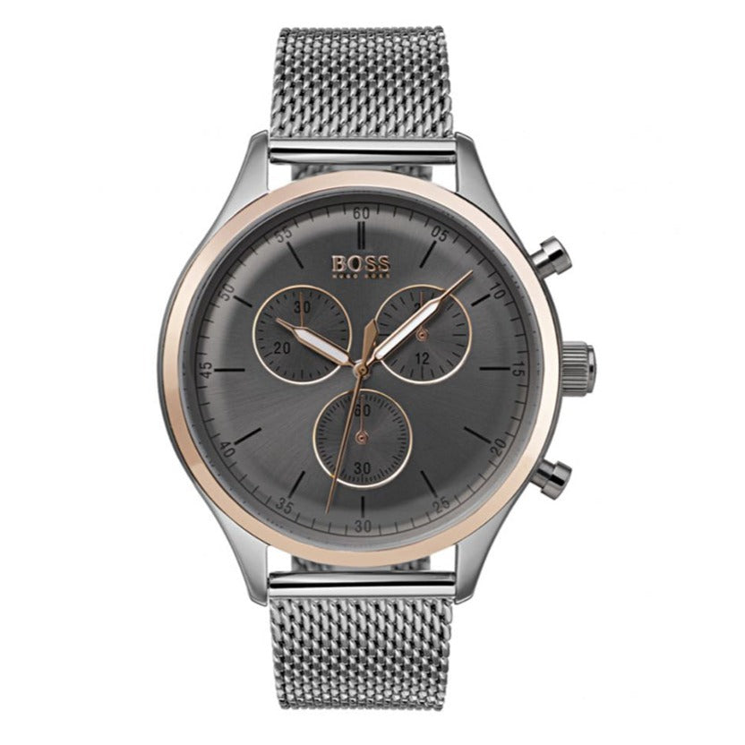 Hugo Boss Companion Chronograph Grey Dial Silver Mesh Bracelet Watch For Men - 1513549 Buy Now By Hugo Boss