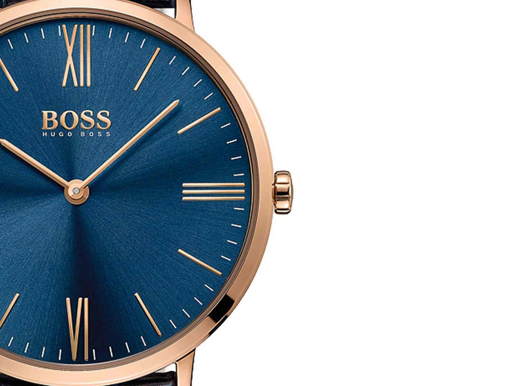 Hugo Boss Jackson Blue Dial Black Leather Strap Watch for Men - 1513371 Buy Now By Hugo Boss