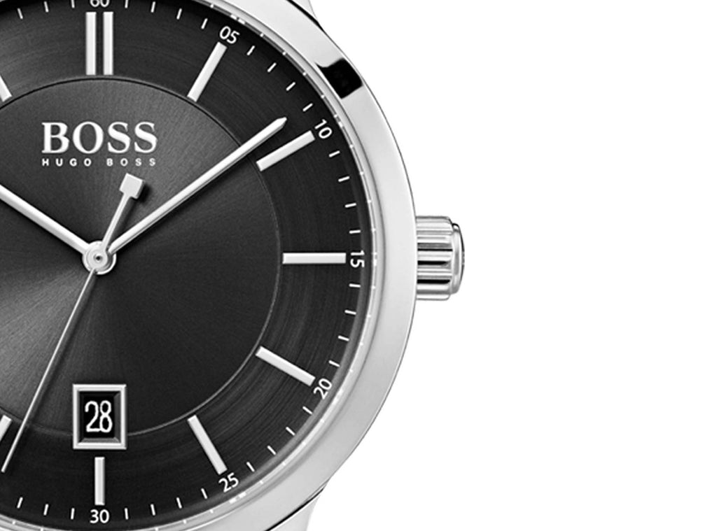 Hugo Boss Officer Black Dial Silver Steel Strap Watch for Men - 1513614 Buy Now By Hugo Boss