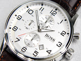 Hugo Boss Aeroliner Chronoraph White Dial Brown Leather Strap Watch For Men - HB1512447 Buy Now By Hugo Boss