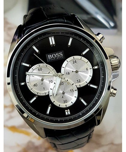 Hugo Boss Driver Blue Dial Black Leather Strap Watch for Men - 1512882 Buy Now By Hugo Boss