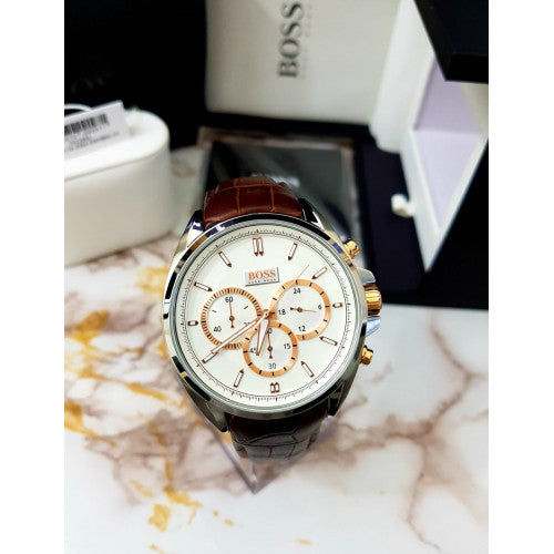 Hugo Boss Driver Quartz Silver Dial Brown Leather Strap Watch For Men - HB1512881 Buy Now By Hugo Boss