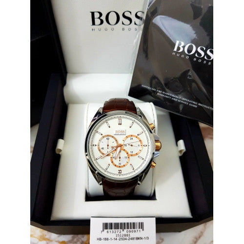 Hugo Boss Driver Quartz Silver Dial Brown Leather Strap Watch For Men - HB1512881 Buy Now By Hugo Boss