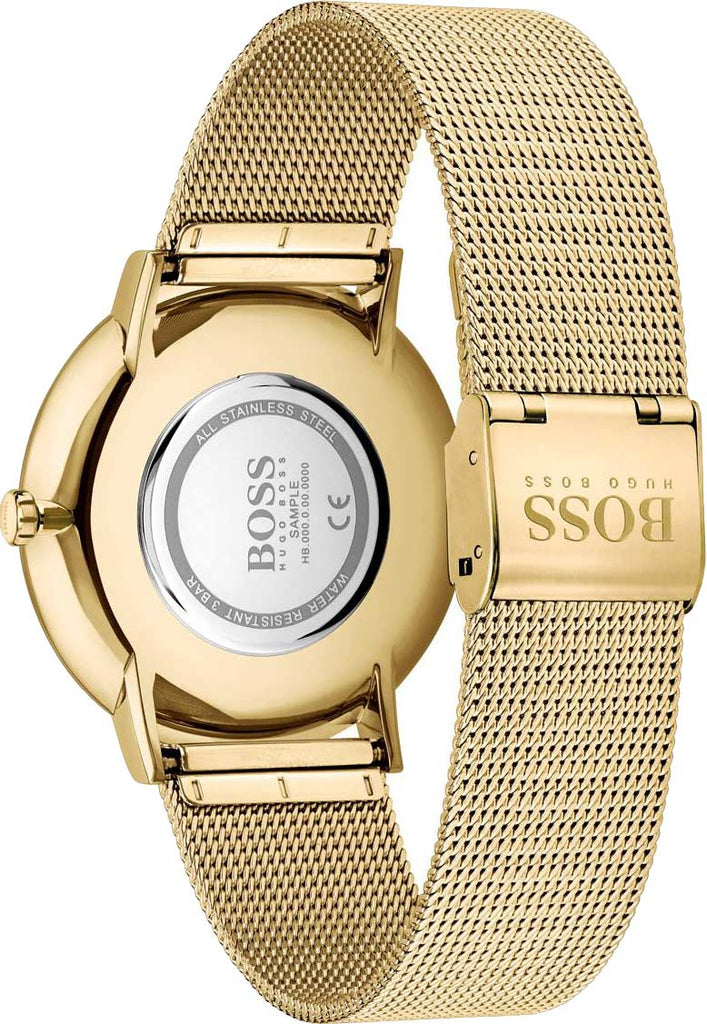 Hugo Boss Horizon Quartz Black Dial Gold Mesh Bracelet Watch For Men - HB1513735 Buy Now By Hugo Boss