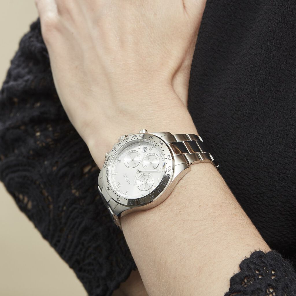 Hugo Boss Novia Chronograph Silver Dial Silver Steel Strap Watch for Women - 1502616 Buy Now By Hugo Boss