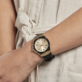 Guess Athena Gold Dial Black Rubber Strap Watch For Women - GW0030L2 Buy Now By Guess