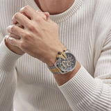 Diesel Mega Chief Chronograph Black Dial Two Tone Steel Strap Watch For Men - DZ4581 Buy Now By Diesel