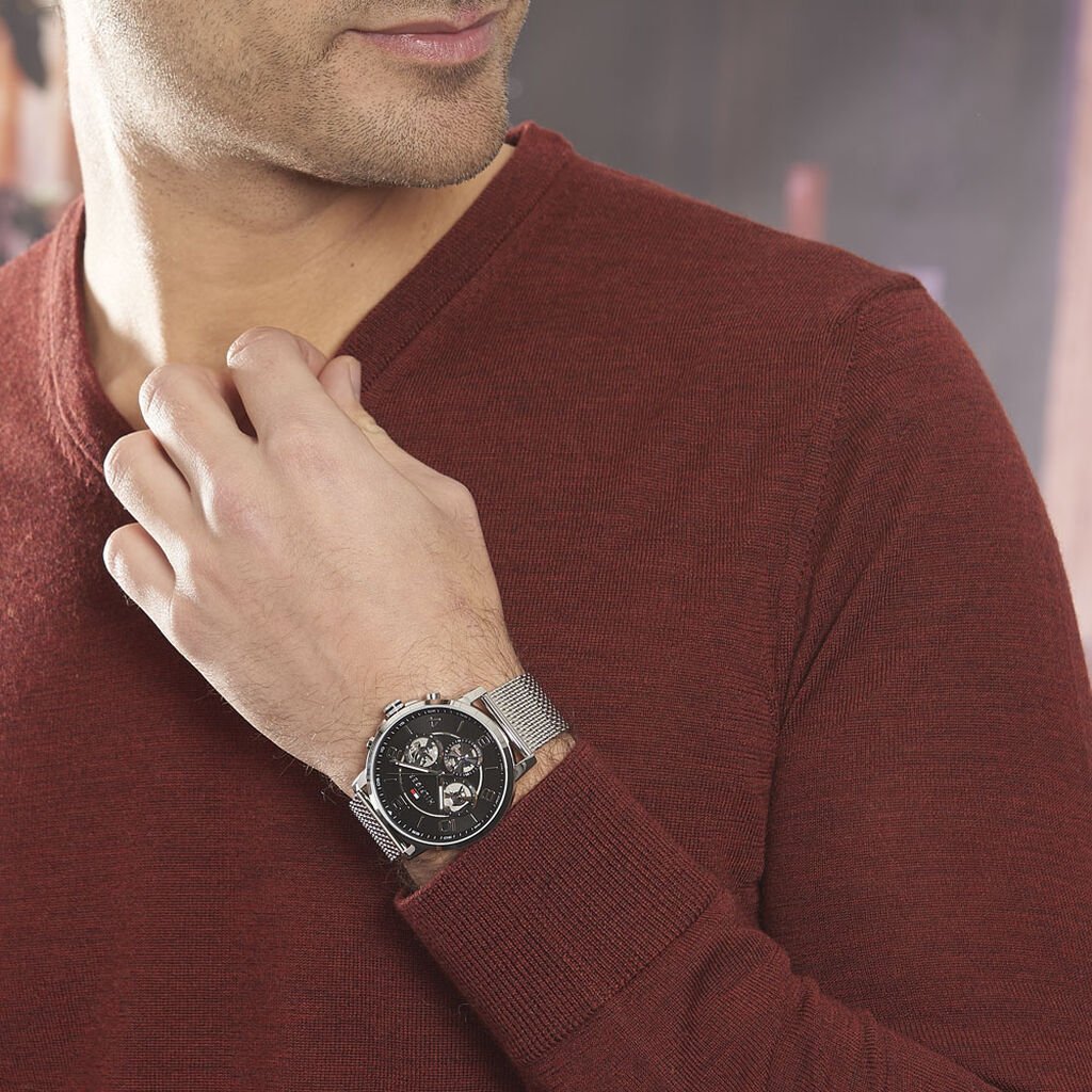 Tommy Hilfiger Chronograph Black Dial Silver Mesh Bracelet Watch for Men - 1791292 Buy Now By Tommy Hilfiger