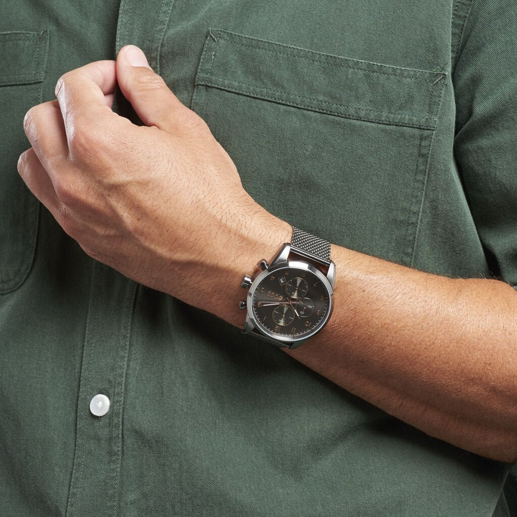 Hugo Boss Skymaster Grey Dial Grey Mesh Bracelet Watch for Men - 1513837 Buy Now By Hugo Boss