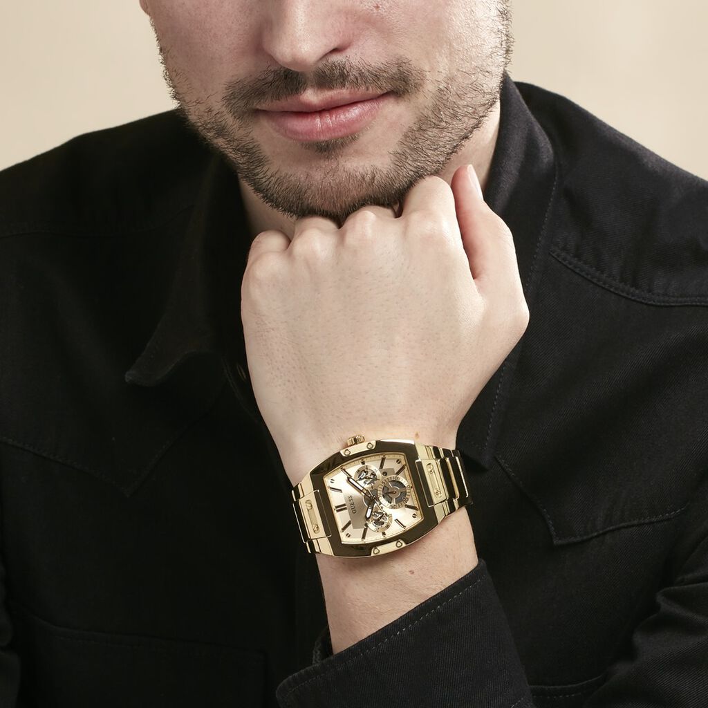 Guess Phoenix Multi Function Gold Dial Gold Steel Strap Watch for Men - GW0456G2 Buy Now By Guess