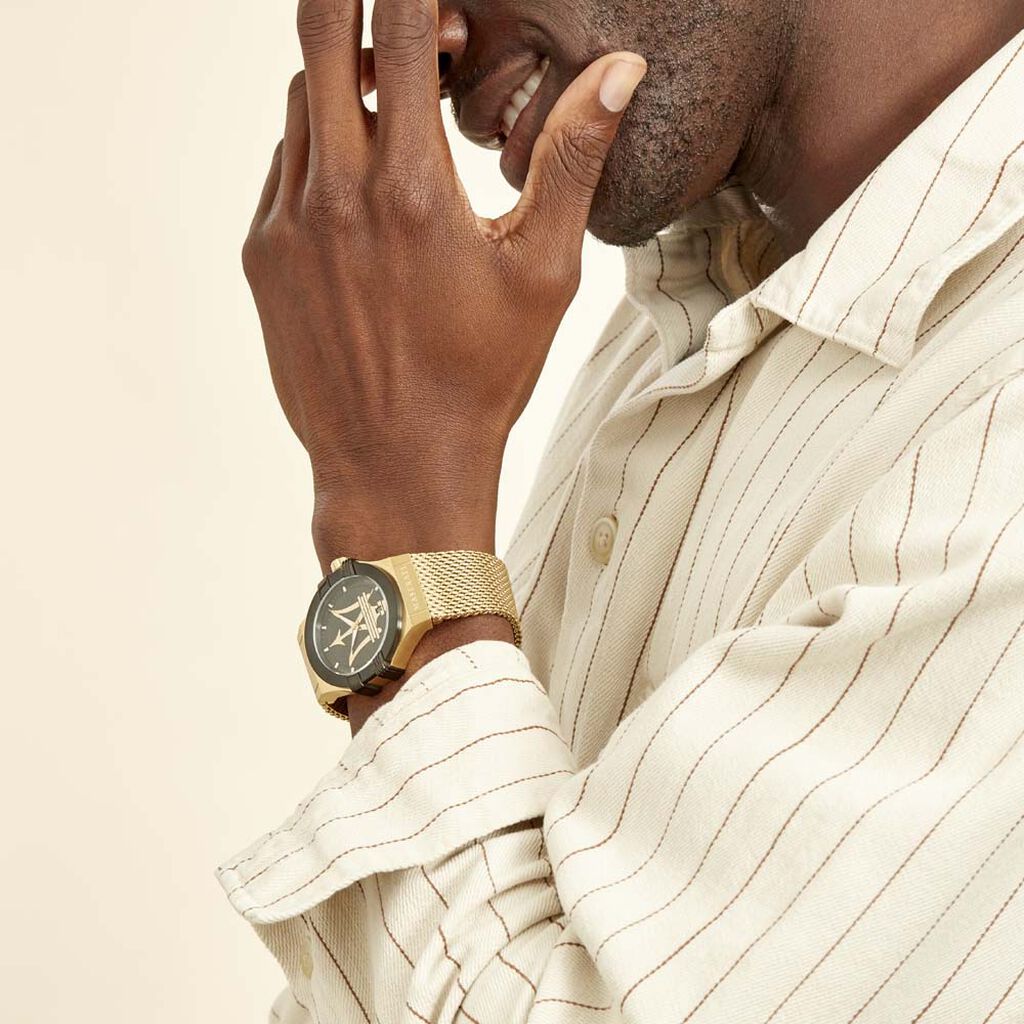 Maserati Potenza Quartz Black Dial Gold Mesh Bracelet Watch For Men - R8853108006 Buy Now By Maserati