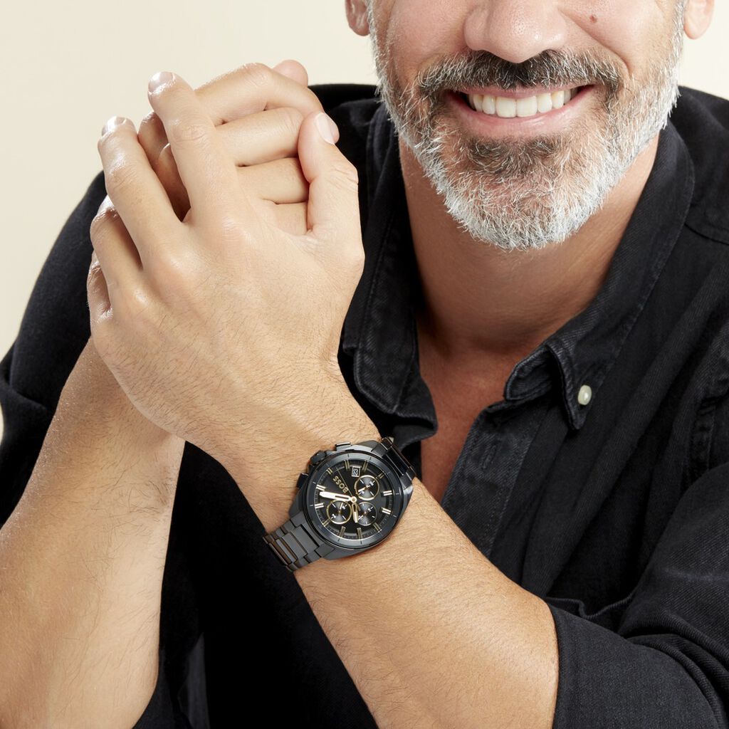 Hugo Boss Volane Black Dial Black Steel Strap Watch for Men - 1513950 Buy Now By Hugo Boss