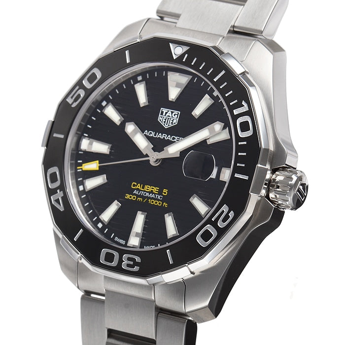 Tag Heuer Aquaracer Caliber 5 Black Dial Silver Steel Strap Watch for Men - WAY201A .BA0927 Buy Now By Tag Heuer