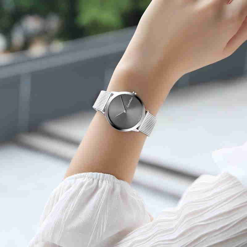 Calvin Klein Minimal Grey Dial Silver Mesh Bracelet Watch for Men - K3M211Y3 Buy Now By Calvin Klein