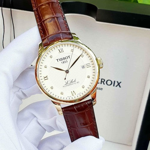 Tissot Le Locle Automatic Gold Dial Brown Leather Strap Watch For Men - T41.5.413.73 Buy Now By Tissot