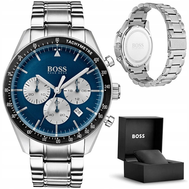 Hugo Boss Chronograph Blue Dial Silver Steel Strap Watch for Men - 1513630 Buy Now By Hugo Boss