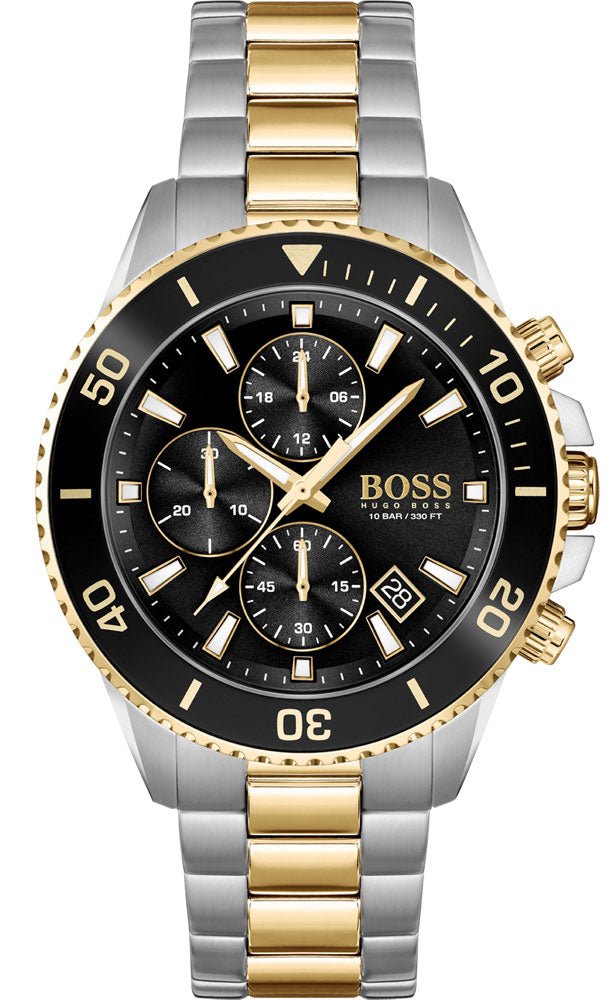 Hugo Boss Admiral Black Dial Two Tone Steel Strap Watch for Men - 1513908 Buy Now By Hugo Boss