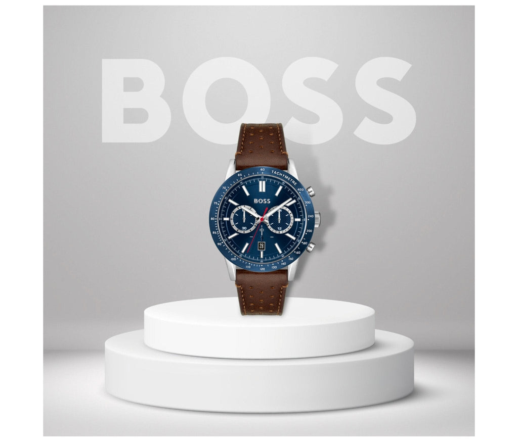 Hugo Boss Allure Blue Dial Brown Leather Strap Watch for Men - 1513921 Buy Now By Hugo Boss