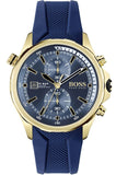 Hugo Boss Globetrotter Blue Dial Blue Silicone Strap Watch for Men - 1513822 Buy Now By Hugo Boss