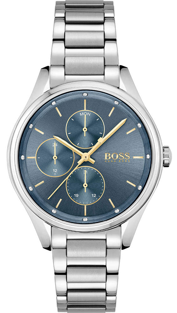 Hugo Boss Grand Course Blue Dial Silver Steel Strap Watch for Women - 1502583 Buy Now By Hugo Boss