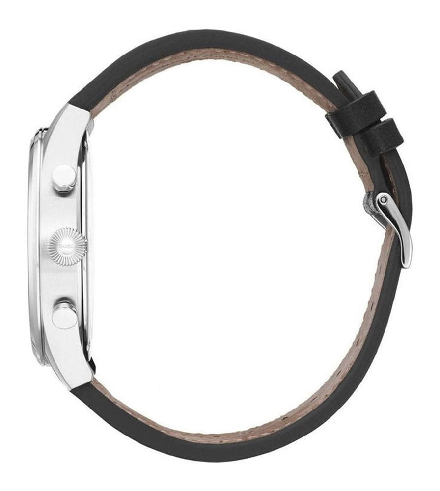 Hugo Boss Pioneer Chronograph Black Dial Black Leather Strap Watch For Men - 1513708 Buy Now By Hugo Boss