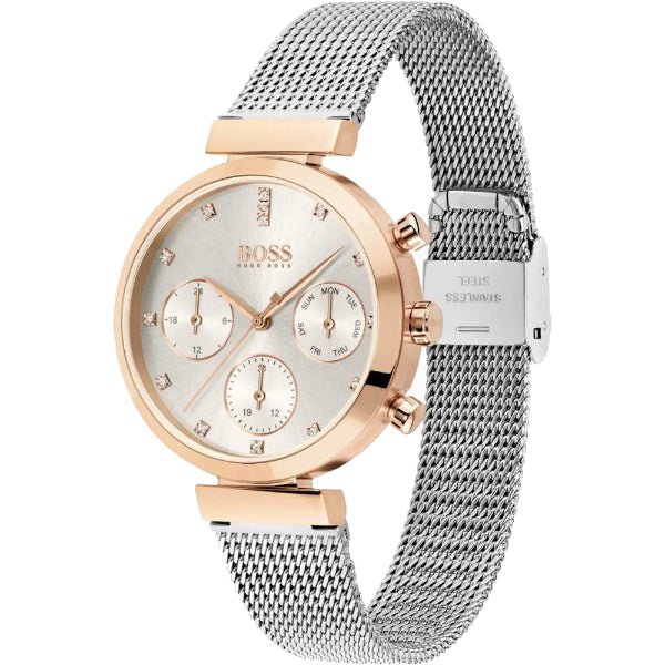 Hugo Boss Flawless Silver Dial Silver Mesh Bracelet Watch for Women -1502551 Buy Now By Hugo Boss