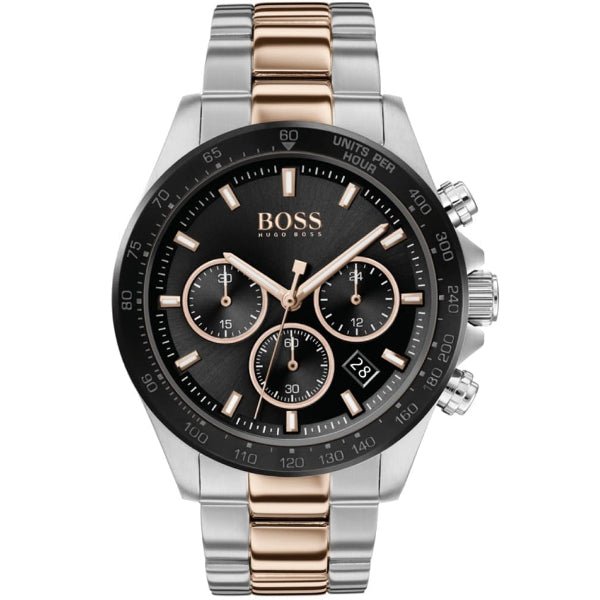 Hugo Boss Here Chronograph Black Dial Two Tone Steel Strap Watch for Men - 1513757 Buy Now By Hugo Boss