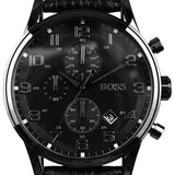Hugo Boss Blackout Chronograph Black Dial Black Leather Strap Watch For Men - HB1512567 Buy Now By Hugo Boss