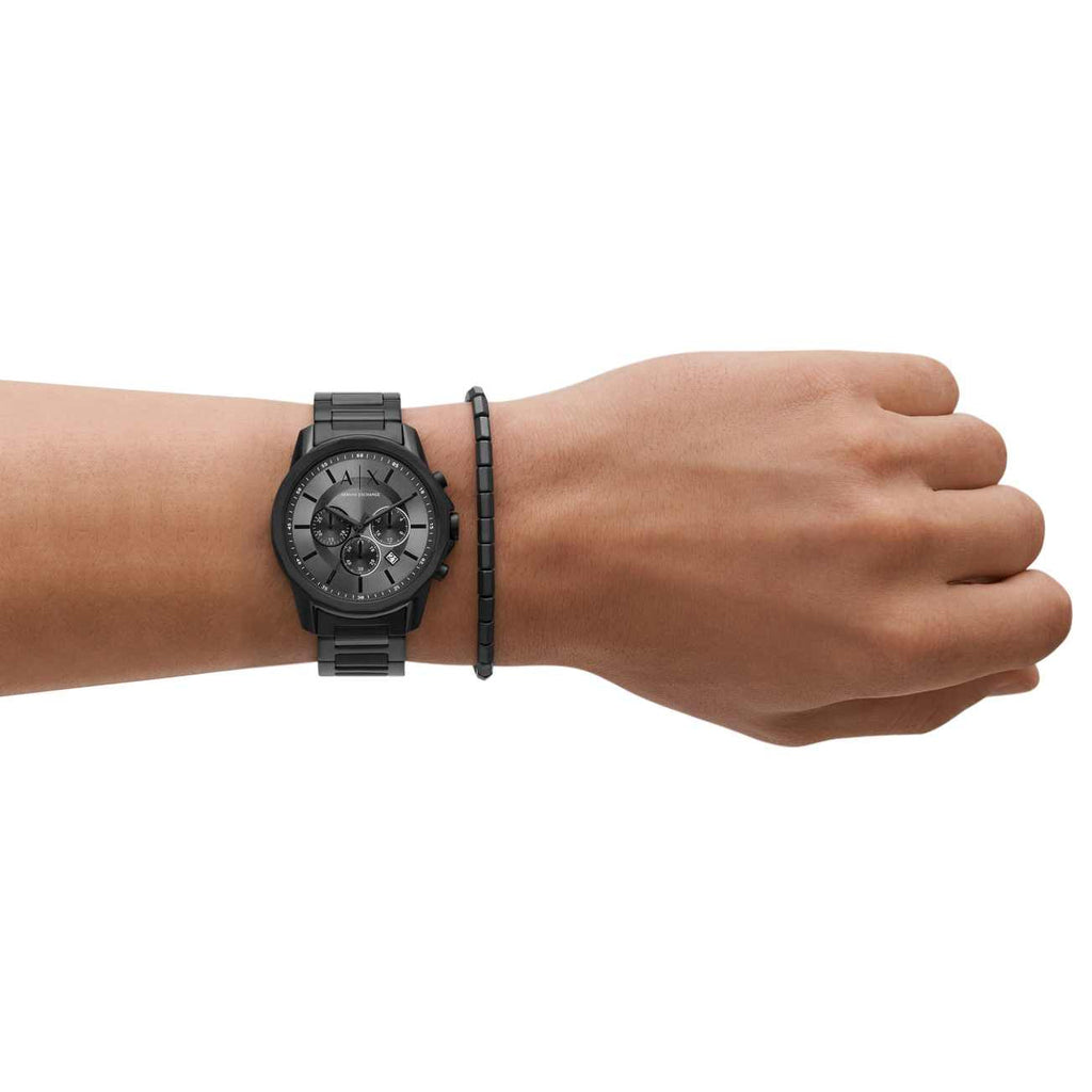 Armani Exchange Chronograph Black Dial Black Steel Strap Watch For Men - AX7140 Buy Now By Armani Exchange