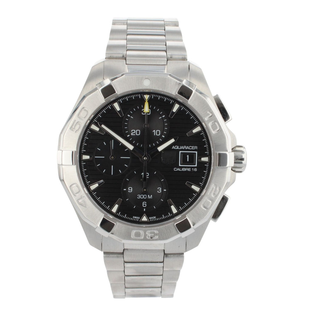 Tag Heuer Aquaracer Automatic Chronograph Black Dial Silver Steel Strap Watch for Men - CAY2110.BA0927 Buy Now By Tag Heuer