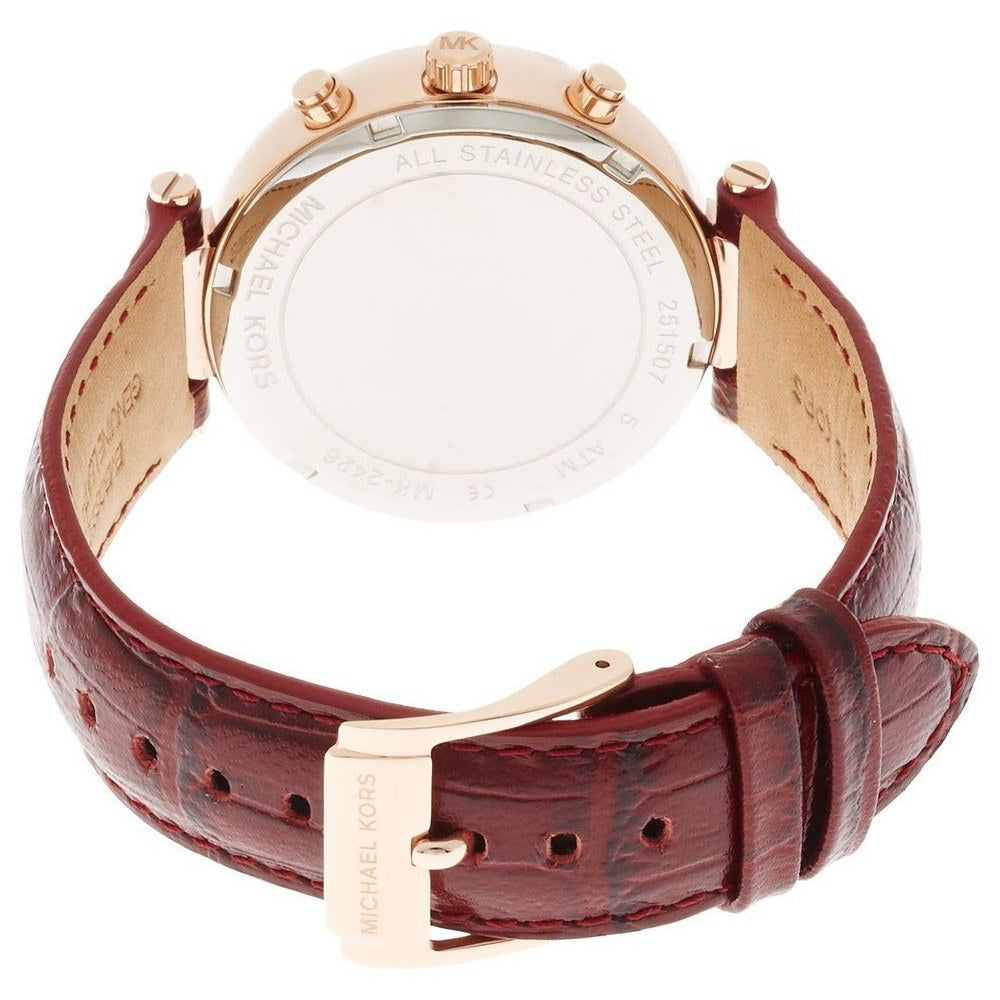 Michael Kors Sawyer Maroon Dial Maroon Leather Strap Watch for Women - MK2426 Buy Now By Michael Kors