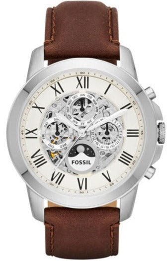 Fossil Grant Automatic White Dial Brown Leather Strap Watch for Men - ME3052 Buy Now By Fossil